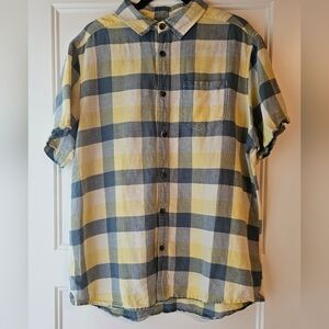 North Face Men's Short Sleeve Plaid Linen Shirt sz large